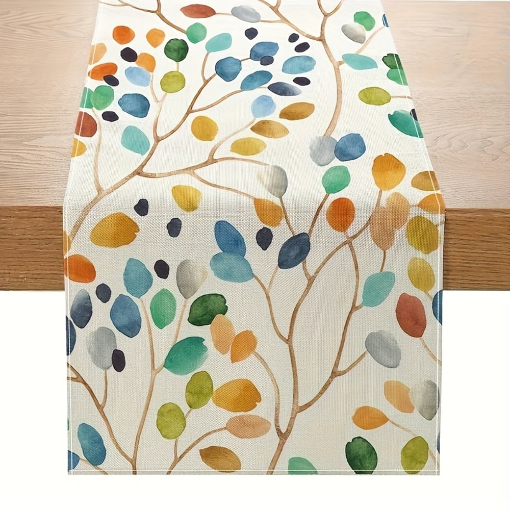 Autumn Linen Table Runner Farmhouse Style Decor For Home Parties 4