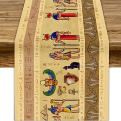 regal pharaoh egyptian linen table runner ancient hieroglyph table decor