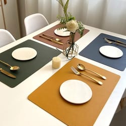 premium nordic double sided leather placemats waterproof & heat insulating dining mats