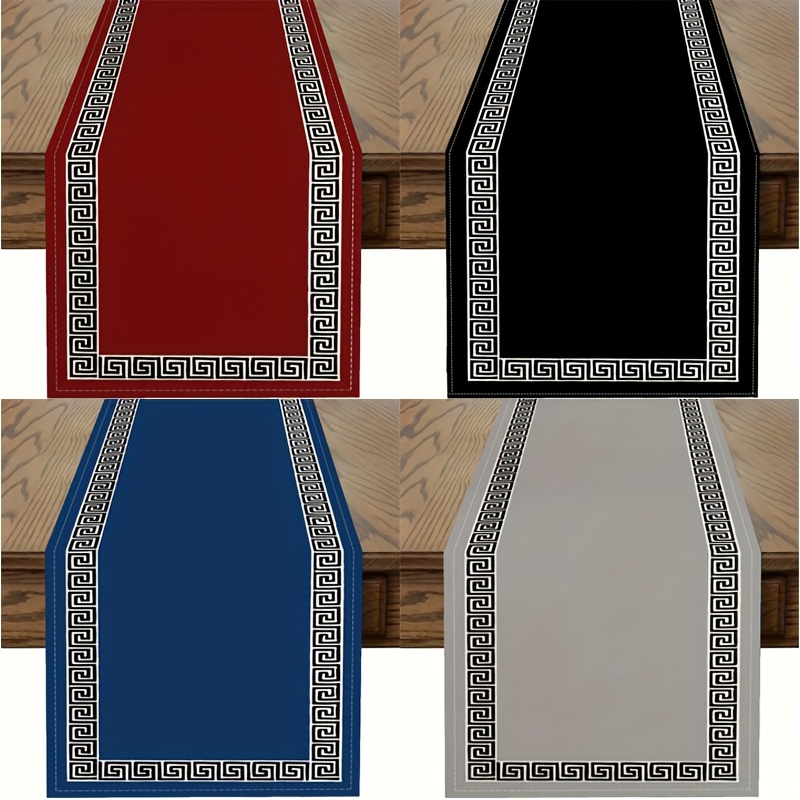 Classic Striped Non Slip Polyester Table Runner for Dining & Kitchen Decor