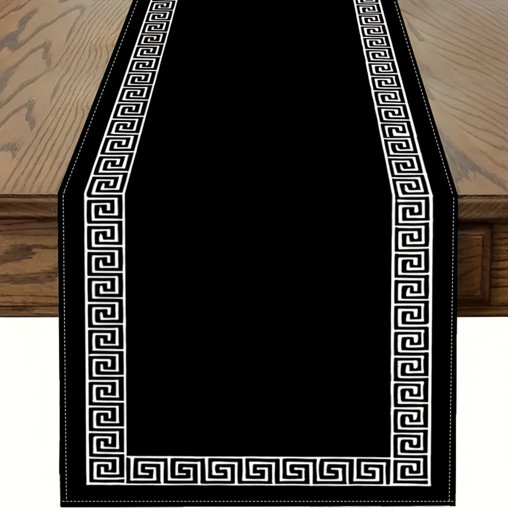 Classic Striped Non Slip Polyester Table Runner for Dining & Kitchen Decor