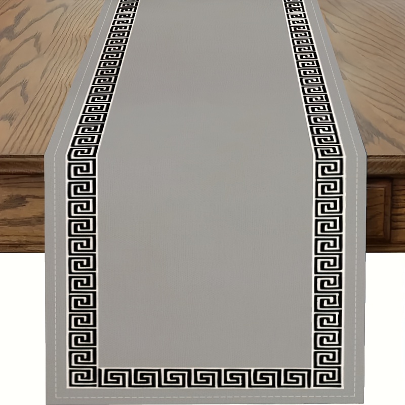 Classic Striped Non Slip Polyester Table Runner for Dining & Kitchen Decor