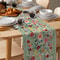 Spring Vintage Floral Green Linen Table Runner For Weddings Home 2
