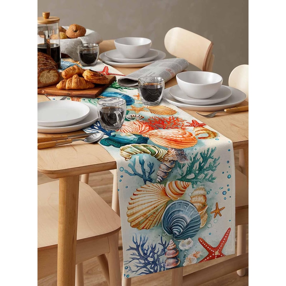 Ocean Inspired Starfish Linen Table Runner For Dining Parties 3