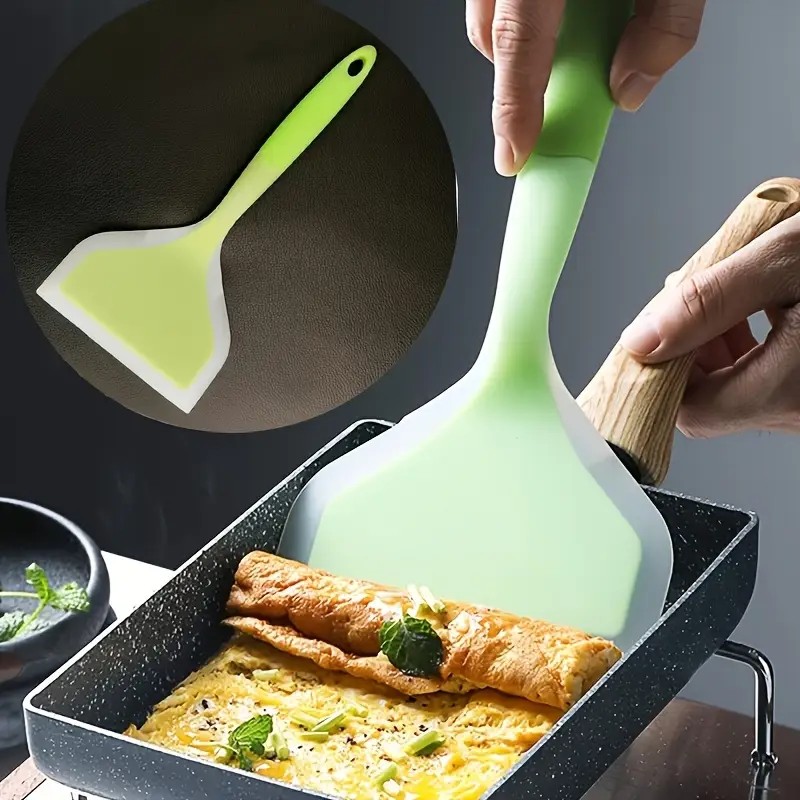 Premium Heat Resistant Silicone Spatula Non Stick Cooking Turner Tool for Pancakes, Steaks & BBQ