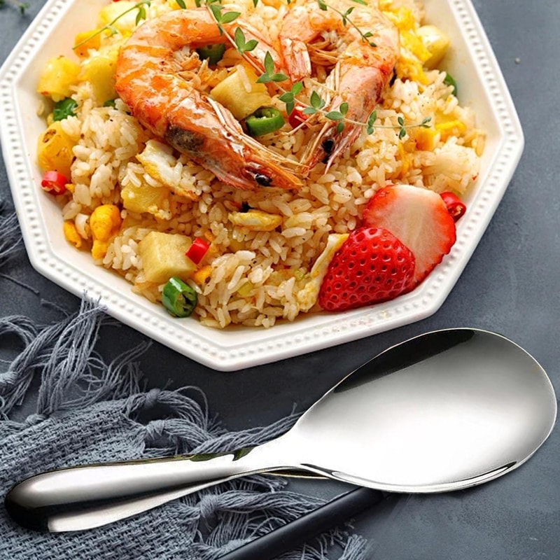 Premium Stainless Steel Rice Paddle & Non Stick Serving Spoon Heat Resistant Rice Utensil