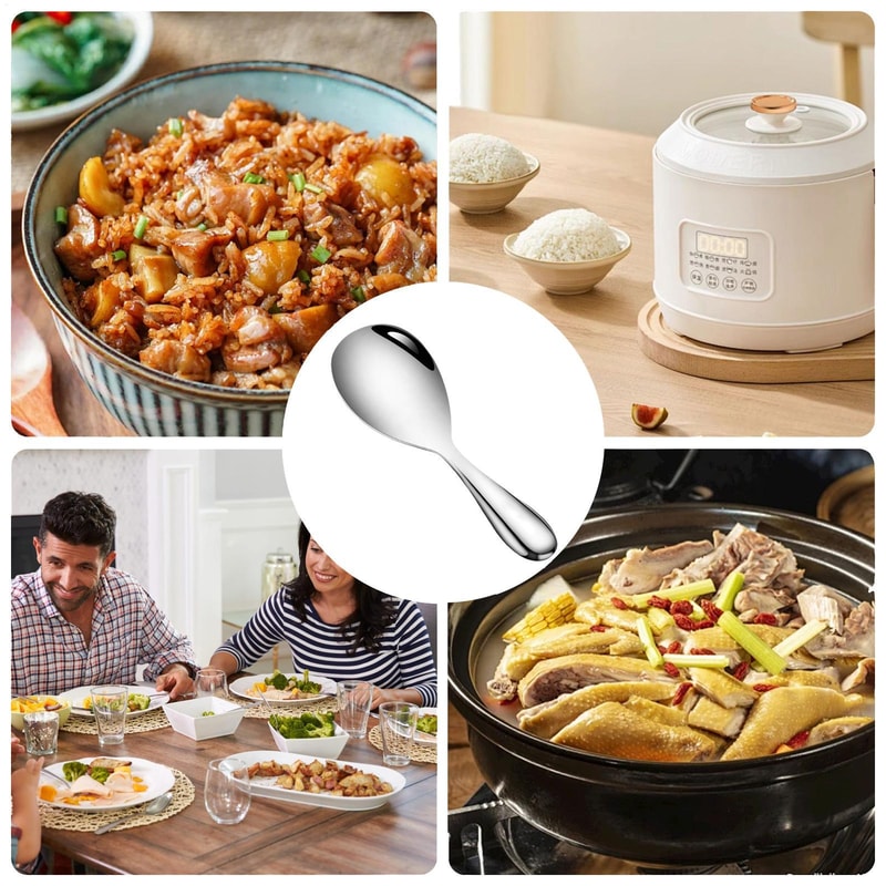 Premium Stainless Steel Rice Paddle & Non Stick Serving Spoon Heat Resistant Rice Utensil