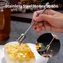 premium stainless steel honey dipper stick & honey spoon syrup server