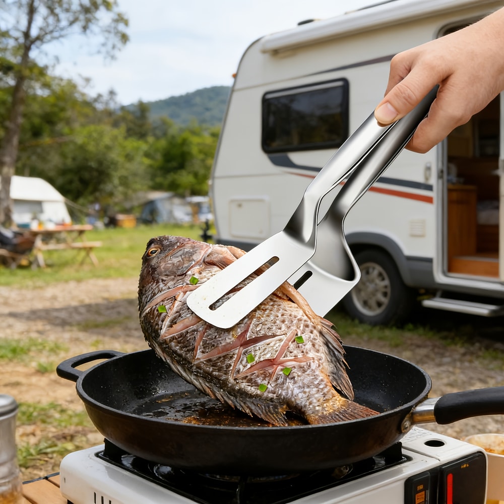 Premium Stainless Steel Double Sided Cooking Tongs Multifunctional Spatula 2