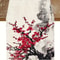 Elegant Cherry Blossom Table Runner Red Plum Blossom Kitchen & Dining Decor