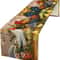 Farm Rooster Linen Table Runner with Sunflower & Chicken Print Holiday Kitchen Decor