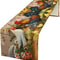 Farm Rooster Linen Table Runner with Sunflower & Chicken Print Holiday Kitchen Decor