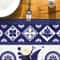 Talavera Floral Bird Linen Table Runner Mexican Fiesta Decor 3