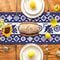 Talavera Floral Bird Linen Table Runner Mexican Fiesta Decor 4