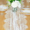 Rustic Lace Table Runner with Rose Embroidery for Wedding & Party Decor