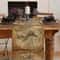 Retro Nautical World Map Linen Table Runner For Home Parties 1