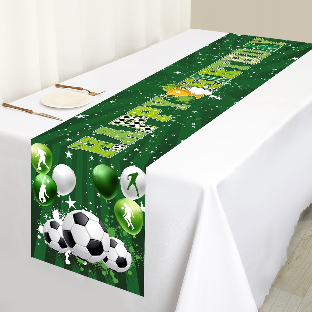 Soccer Party Table Runner Sports Birthday & Champions Cup Decor