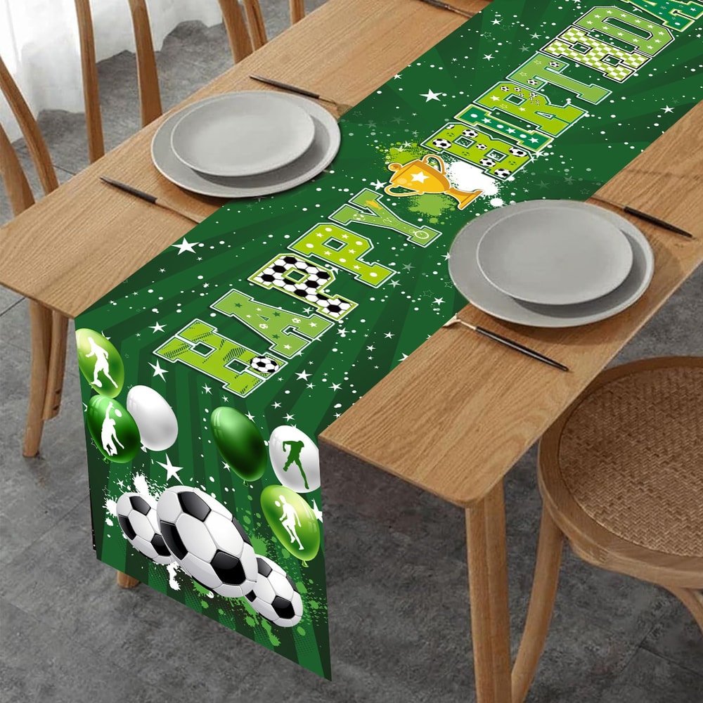 Soccer Party Table Runner Sports Birthday & Champions Cup Decor