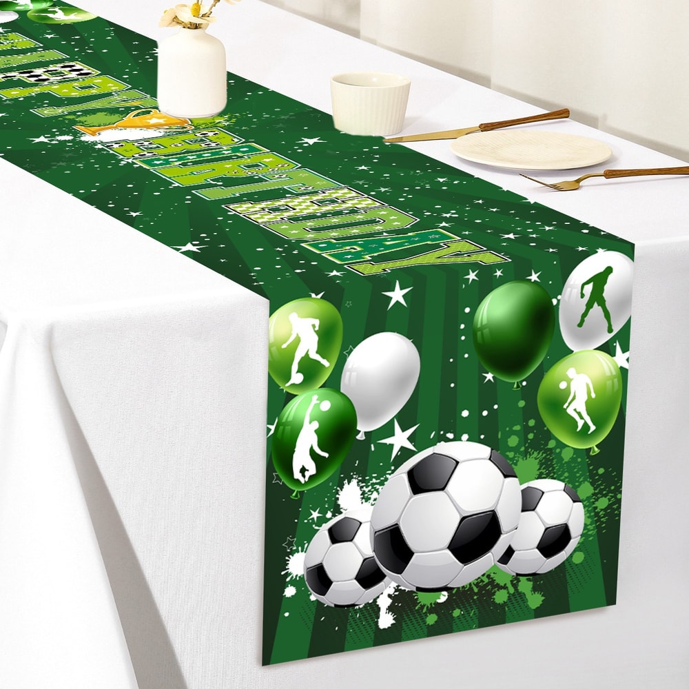Soccer Party Table Runner Sports Birthday & Champions Cup Decor