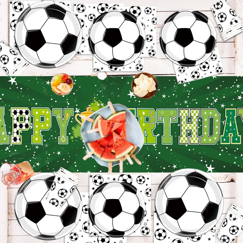 Soccer Party Table Runner Sports Birthday & Champions Cup Decor