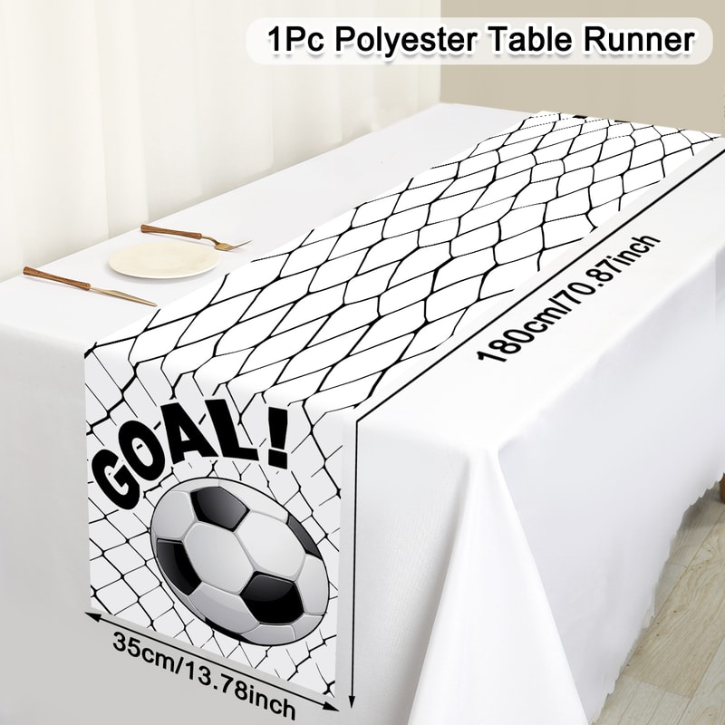 Soccer Party Table Runner Sports Birthday & Champions Cup Decor
