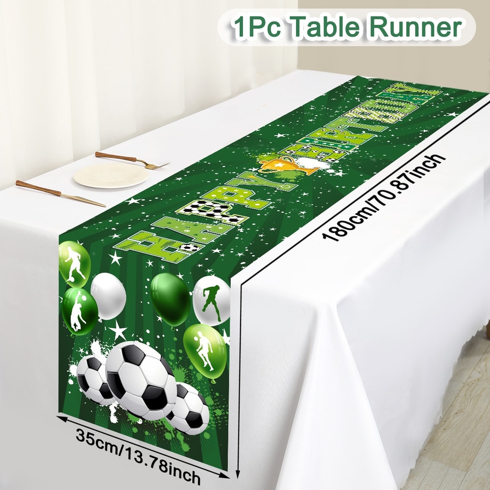 Soccer Party Table Runner Sports Birthday & Champions Cup Decor