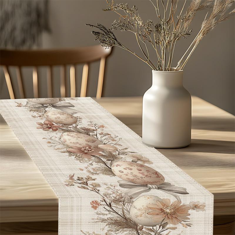 Elegant Retro Bow Easter Egg Table Runner Sophisticated Dining Decor 1