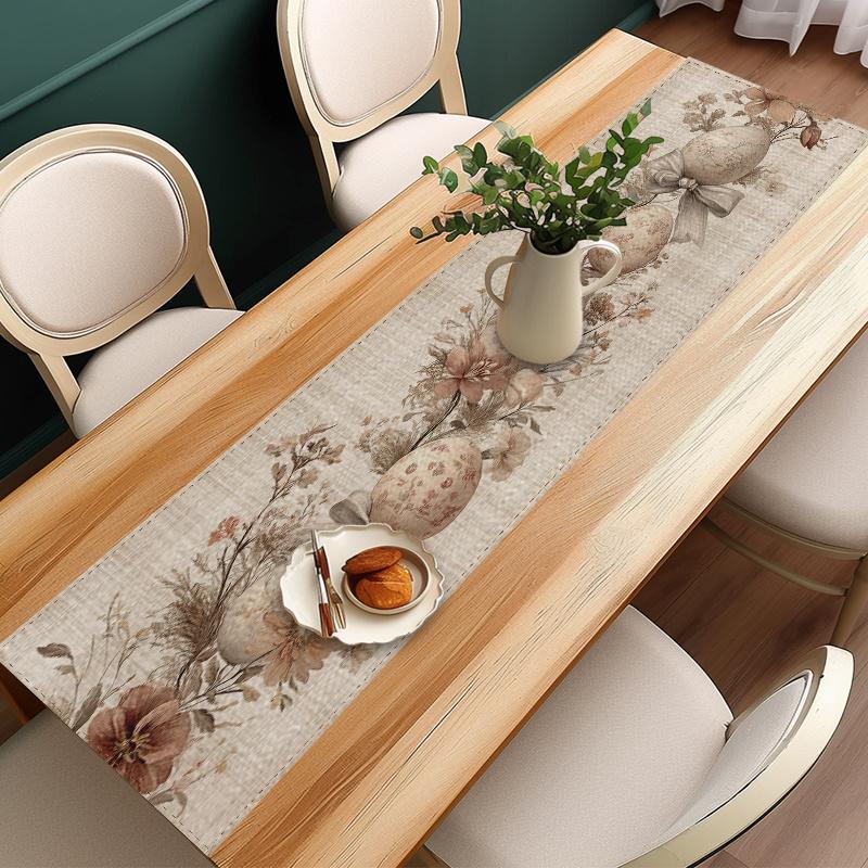 Elegant Retro Bow Easter Egg Table Runner Sophisticated Dining Decor 2