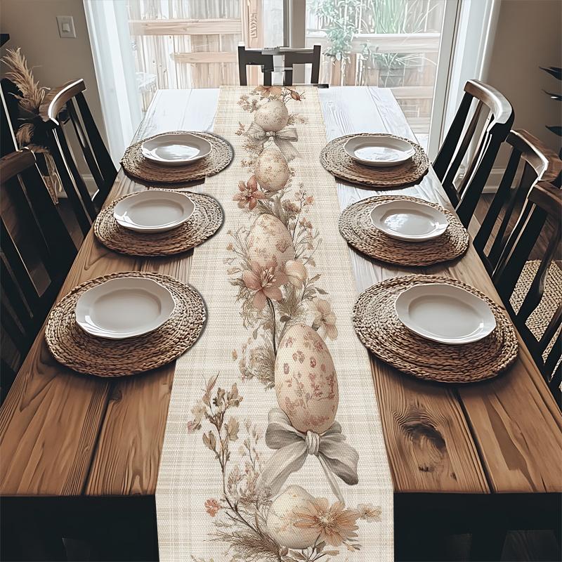 Elegant Retro Bow Easter Egg Table Runner Sophisticated Dining Decor 3