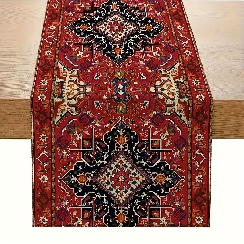 Bohemian Table Runner Rich Red Persian Stripe for Weddings & Home Decor