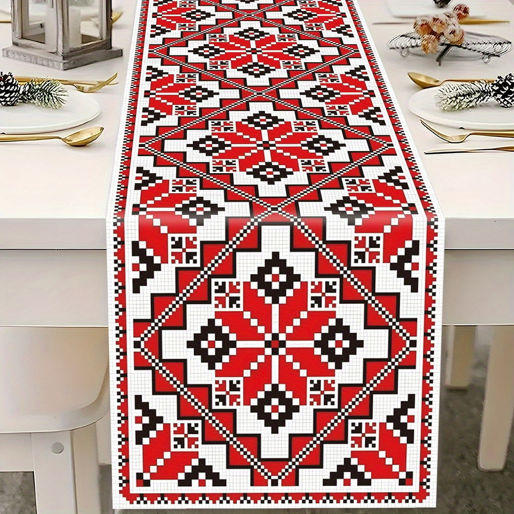 Ethnic Geometric Table Runner for Dining & Kitchen Decor