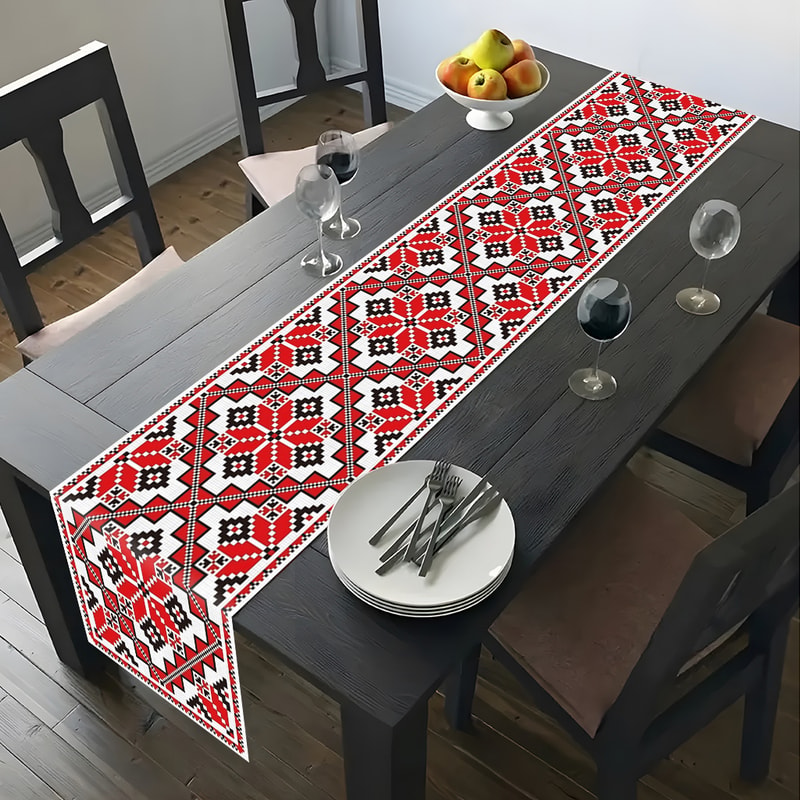 Ethnic Geometric Table Runner for Dining & Kitchen Decor