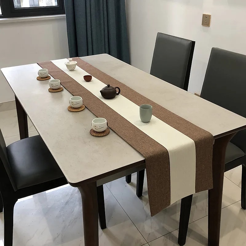 Elegant Chinese Style Linen Table Runner For Dining Tea Decor 3