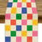 Vintage Checkerboard Linen Table Runner Farmhouse Picnic Decor 3