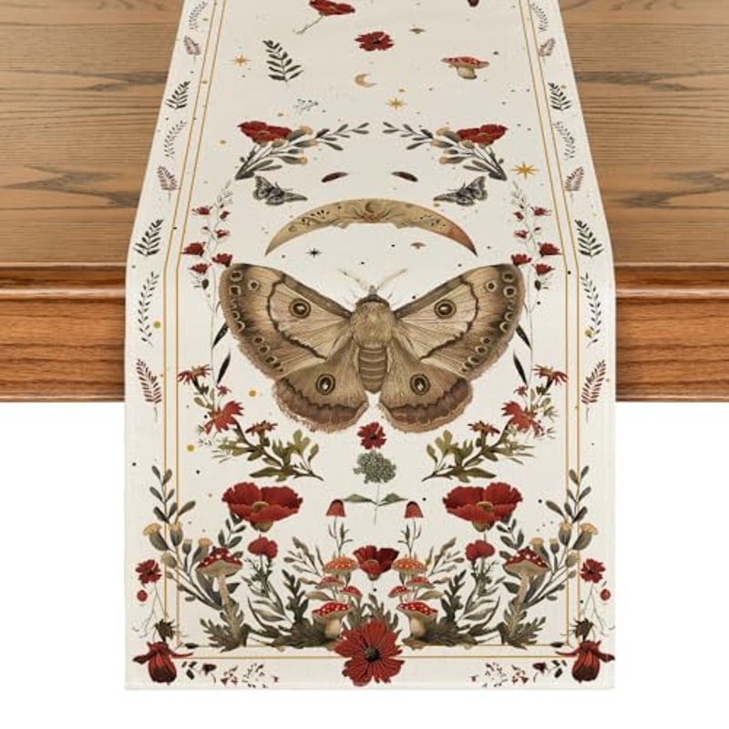 Autumn Magic Table Runner Seasonal Fall Kitchen Decor With Mushrooms Moon 5