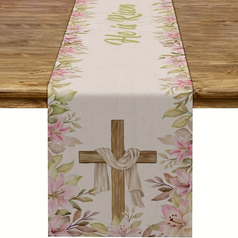 Elegant Floral Table Runner Easter Spring Holiday Table Decor 0