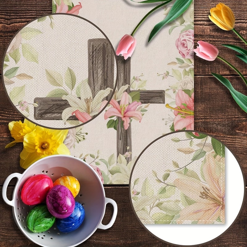 Elegant Floral Table Runner Easter Spring Holiday Table Decor 3