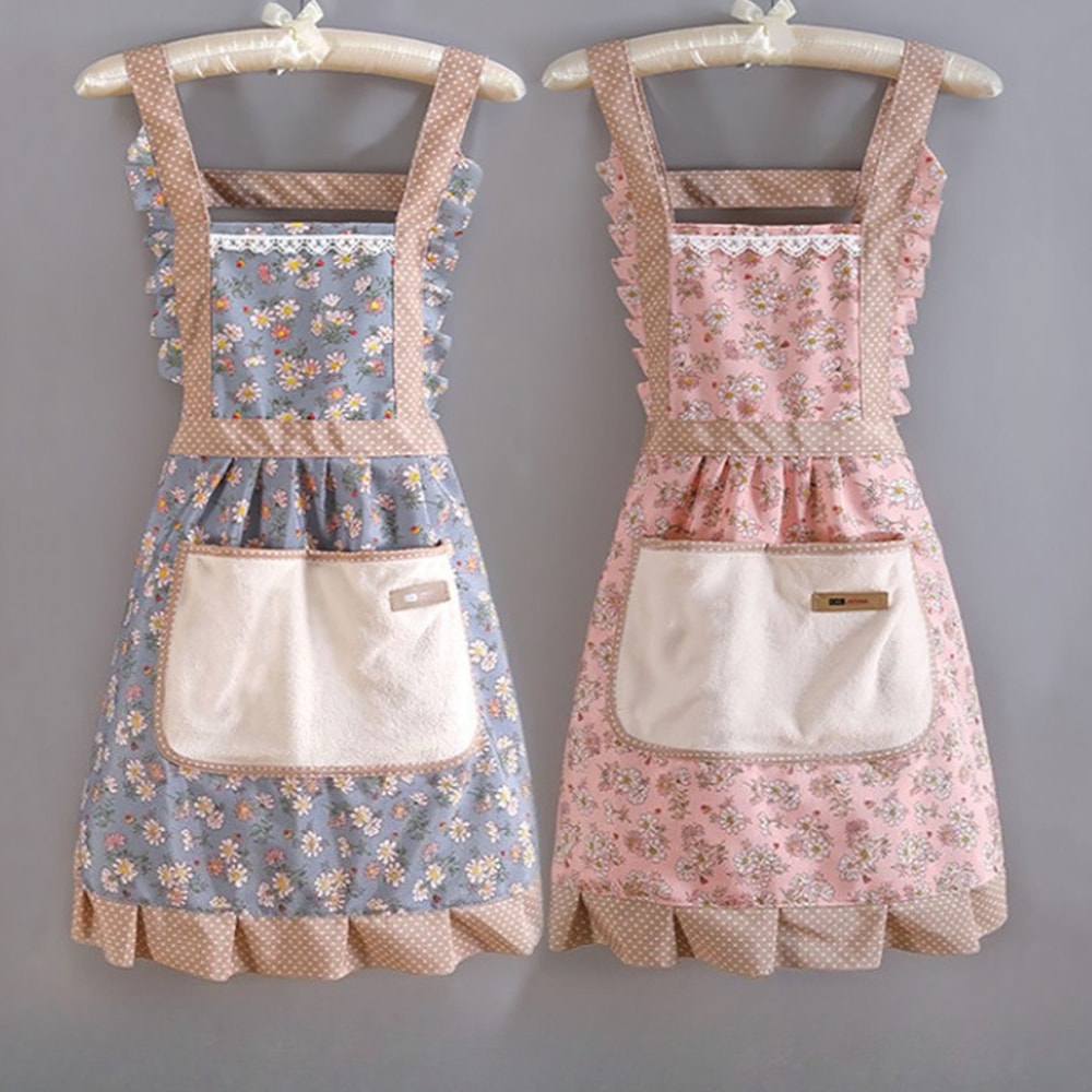 Cute Kitchen Apron With Pockets Adjustable Baking Cooking Apron For Women 0