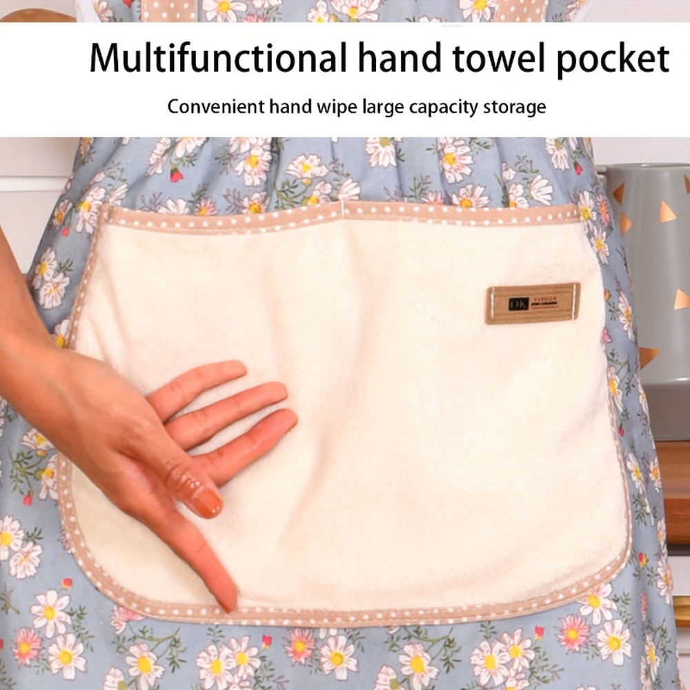 Cute Kitchen Apron With Pockets Adjustable Baking Cooking Apron For Women 1