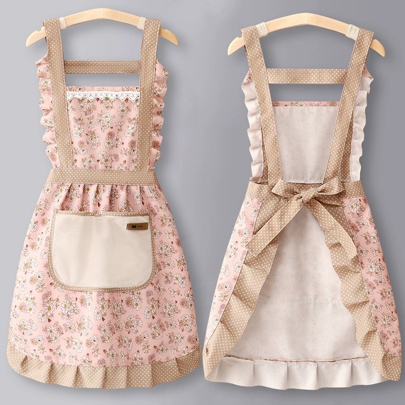 Cute Kitchen Apron With Pockets Adjustable Baking Cooking Apron For Women 3