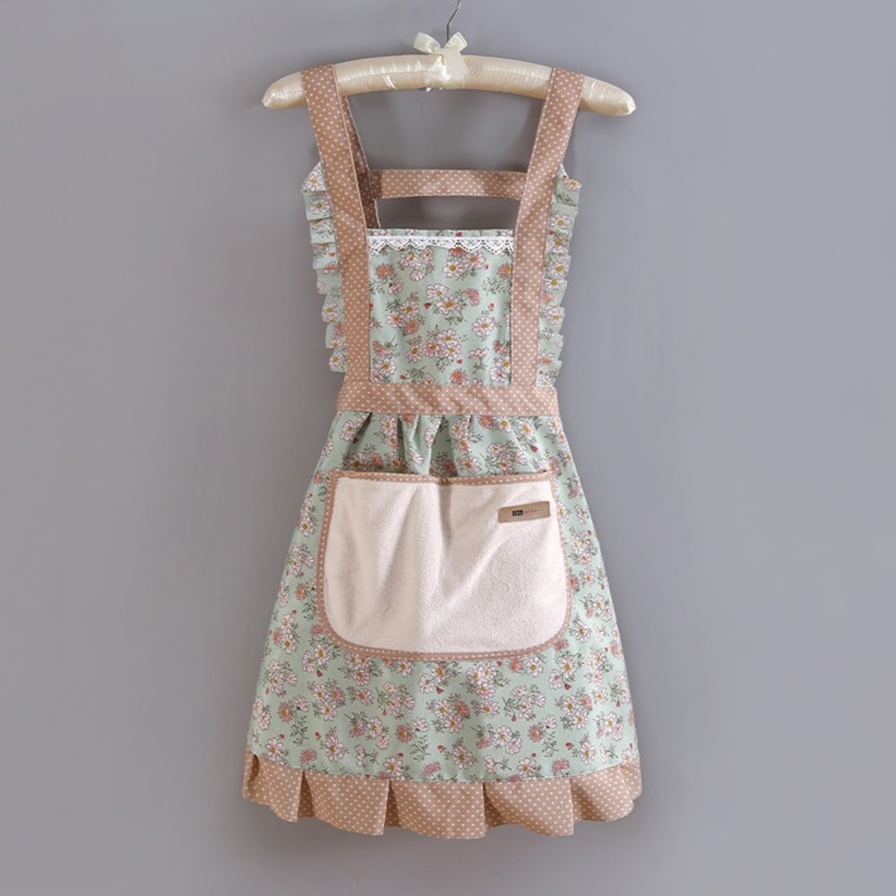 Cute Kitchen Apron With Pockets Adjustable Baking Cooking Apron For Women 5
