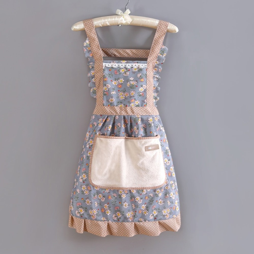 Cute Kitchen Apron With Pockets Adjustable Baking Cooking Apron For Women 6