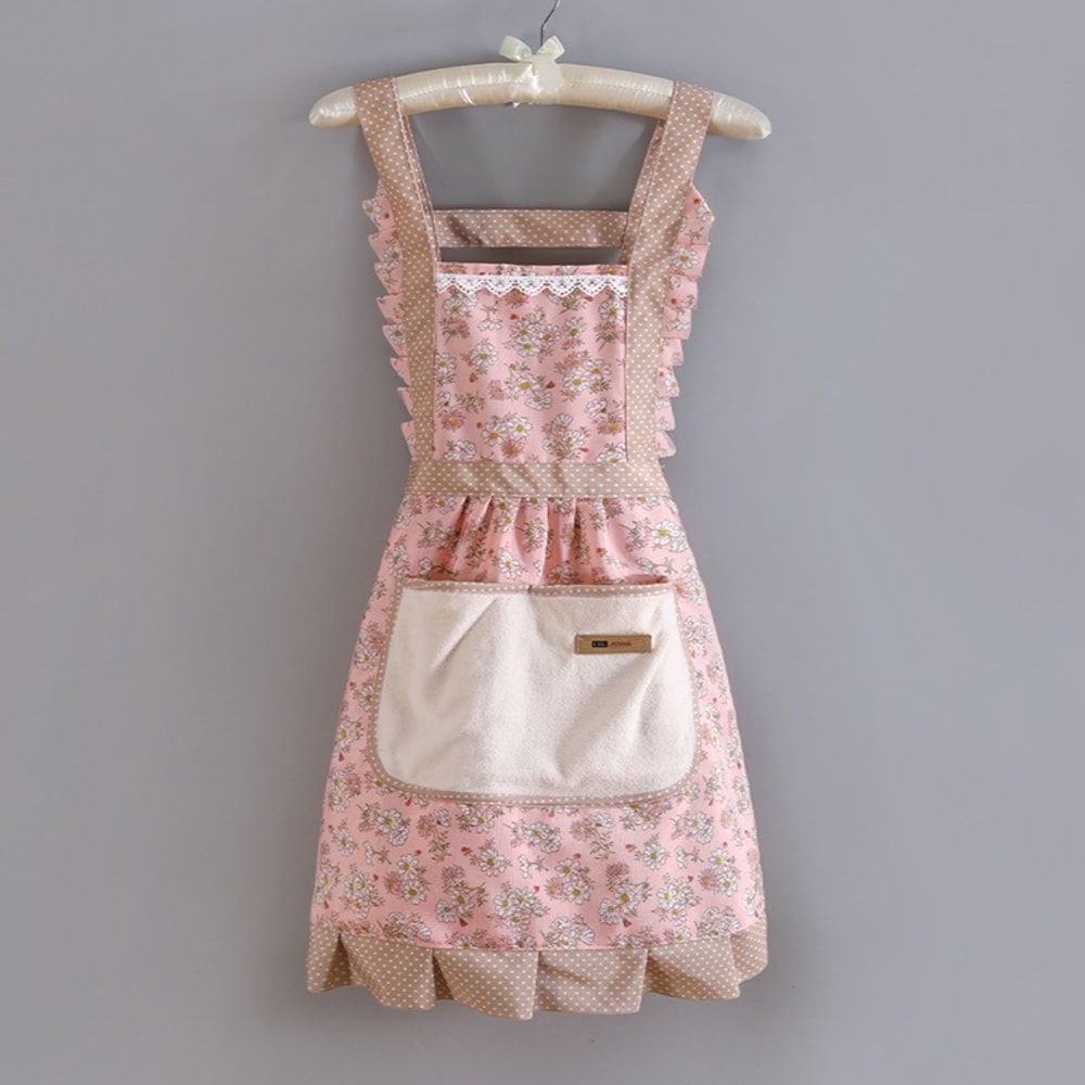 Cute Kitchen Apron With Pockets Adjustable Baking Cooking Apron For Women 7