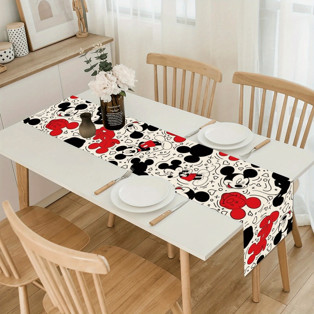 Disney Mickey Mouse Table Runner Washable Tablecloth For Family Parties 3