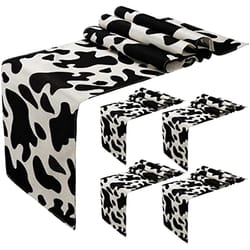farmhouse cow print table runner western cowhide table decor