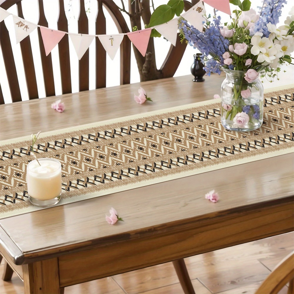 Bohemian Table Runner Linen Dinner Party Home Decor Accent 3