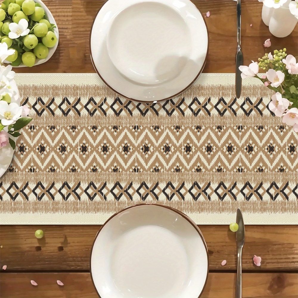 Bohemian Table Runner Linen Dinner Party Home Decor Accent 4