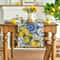 Mediterranean Lemon Blue Tile Linen Table Runner Summer Dining Decor 1