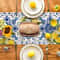 Mediterranean Lemon Blue Tile Linen Table Runner Summer Dining Decor 2
