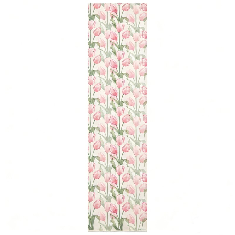 Spring Tulip Watercolor Table Runner Elegant Floral Table Decor for Dining & Kitchen